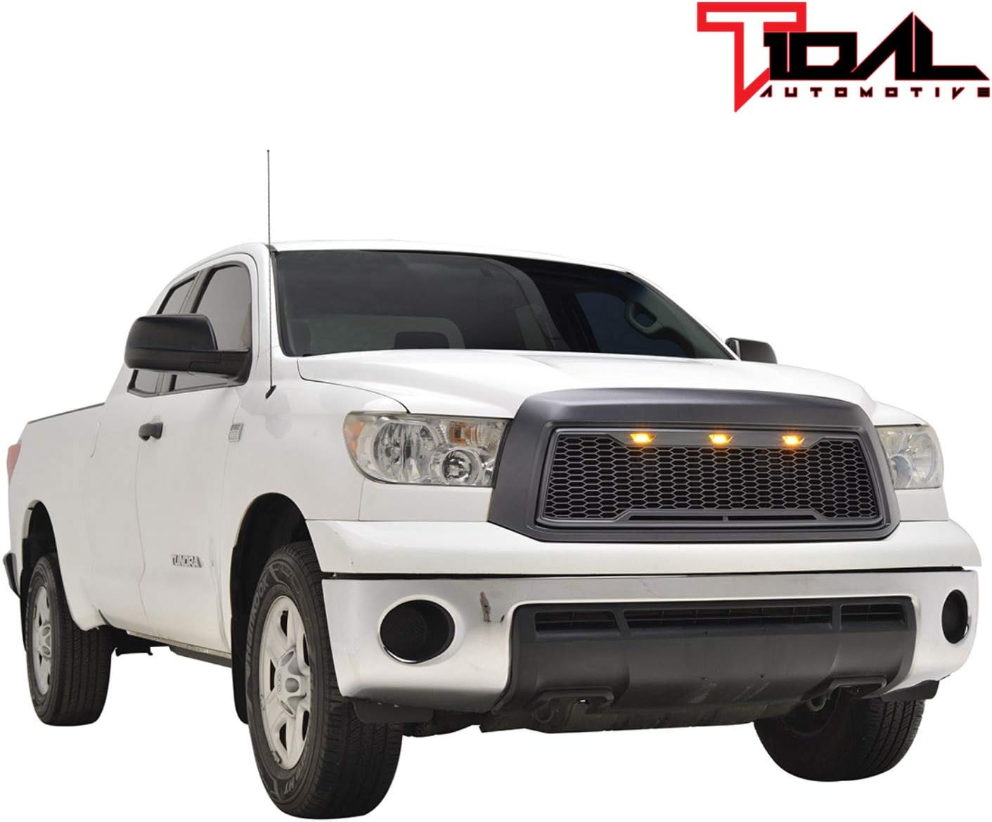 Tidal Front Grill Replacement Grille with Amber LED Lights Fit for 2010-2013 Tundra