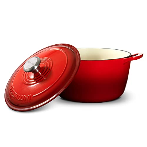 Signature Enameled Cast Iron Dutch Oven, Non-Stick Serving Pot with Tight Fitting Lid for Perfect Roasting, Baking, Sauteing, and Bread Making | 10Q (9.5L) - Ocean Blue