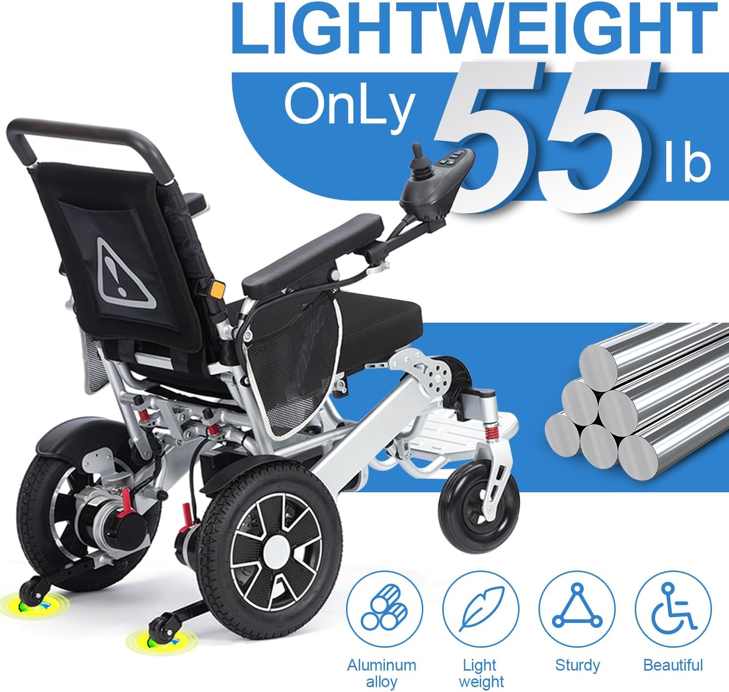 Lightweight Foldable Motorized Wheelchair for Senior,Intelligent Lightweight Foldable Electric Wheelchair,Long Range Motorized Wheelchair,Portable Power Wheelchair-20mi Cruise Range-Travel Size