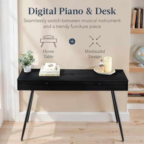 Best Choice Products 88-Key Weighted Full Size Digital Piano, Modern Desk Keyboard w/Metal Legs, 3 Sustain Pedal, MIDI, Headphone Jack - Natural