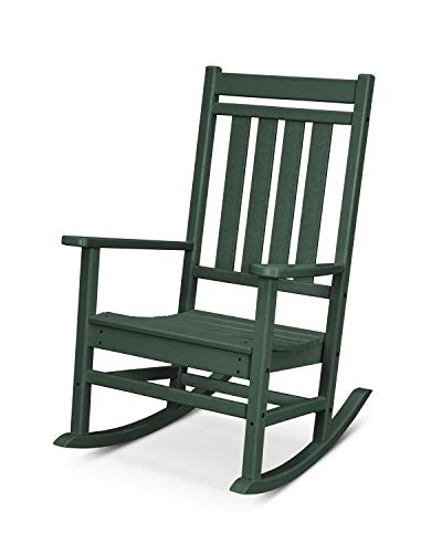 POLYWOOD Estate Rocking Chair, Outdoor Porch Rocker, All-Weather HDPE Patio Furniture, Adult Size, Made in USA, Black