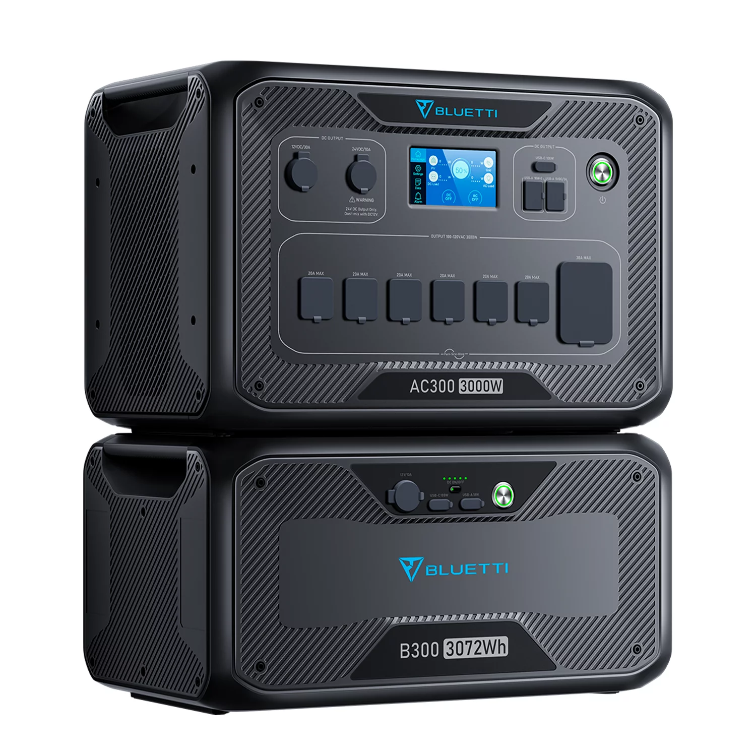 BLUETTI AC300+B300 3072Wh LiFePO4 Power Station, 3000W Expandable Solar Generator for Camping, RV Travel, Home Backup, Power Outage
