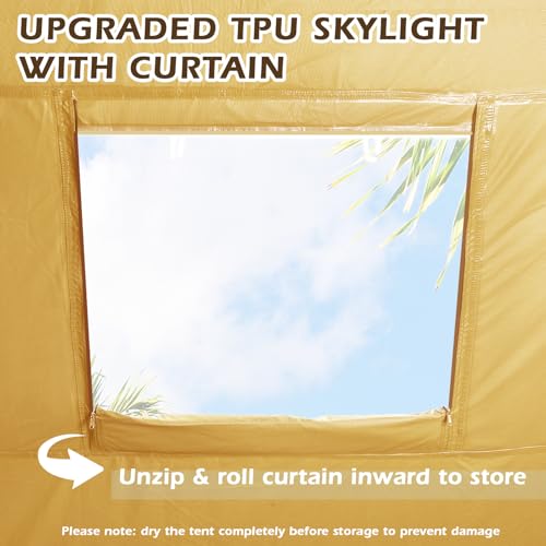 YOLENY Inflatable Tents for Camping, 4/6/8/10/12 Person Tent with TPU Skylight, Mesh Windows, Stove Jack & Pump, Easy Setup 4 Season Glamping Tent, Waterproof & Windproof