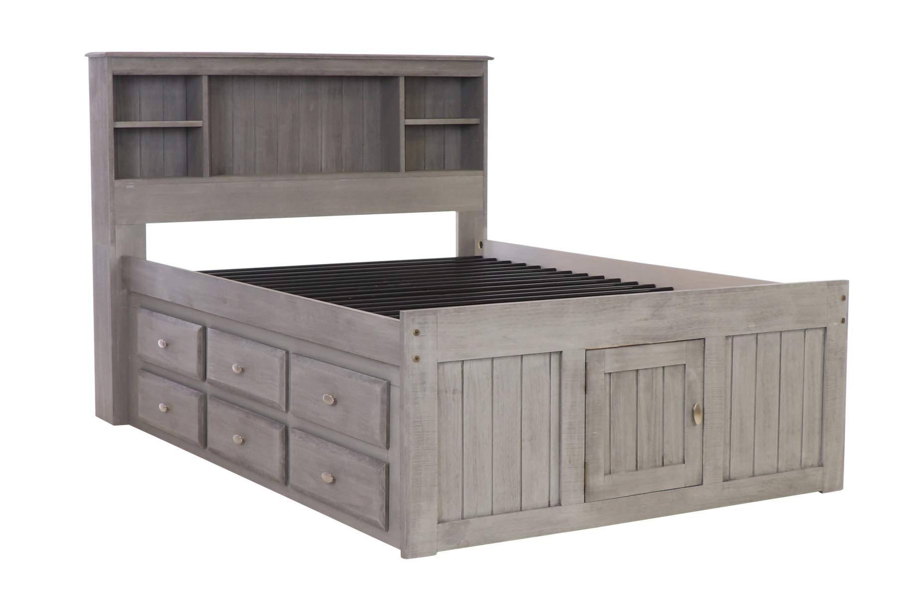 Discovery World Furniture Charcoal Full Bookcase Bed with 12 Drawers
