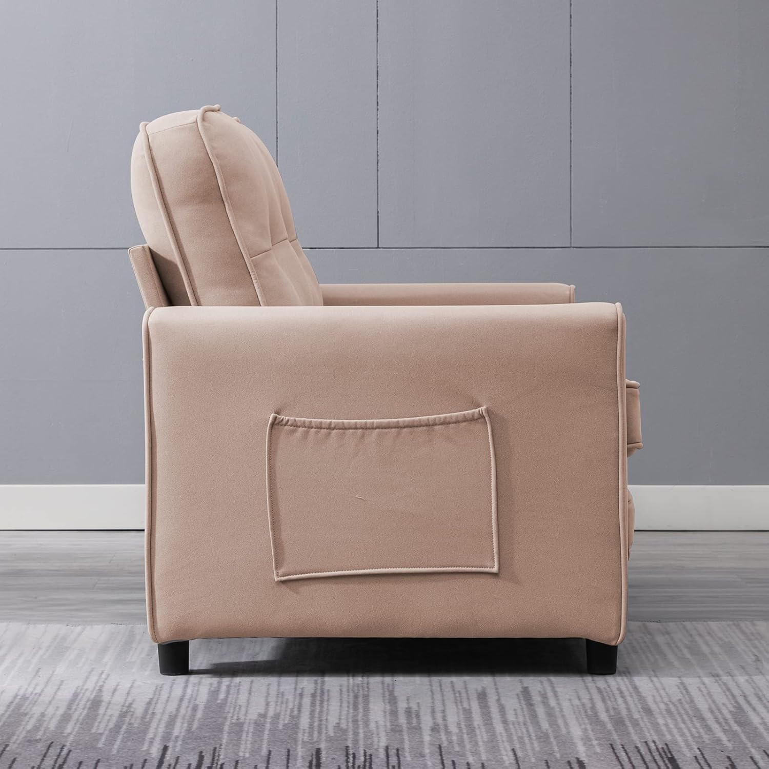 Mjkone 3-in-1 Convertible Pull Out Sofa Bed with Side Pockets, Loveseat Sleeper Sofa Couch for Living Room, Small Apartment (Beige)