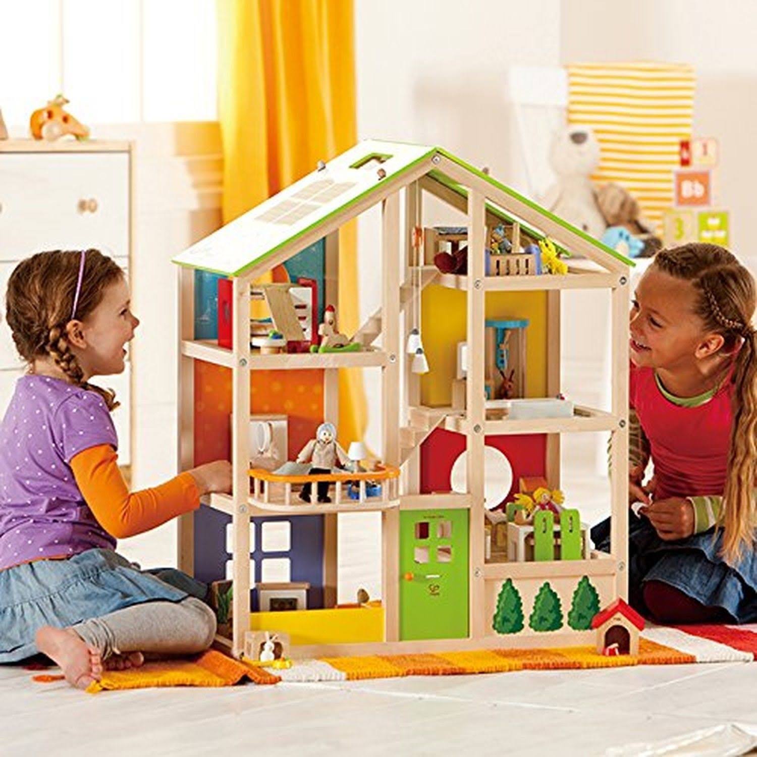 Hape All Seasons Kids Wooden Dollhouse by Award Winning 3 Story Dolls House Toy