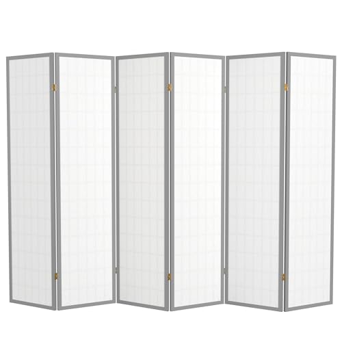 Red Lantern 6 ft. Tall Window Pane Shoji Screen-Natural-4 Panels Room Divider