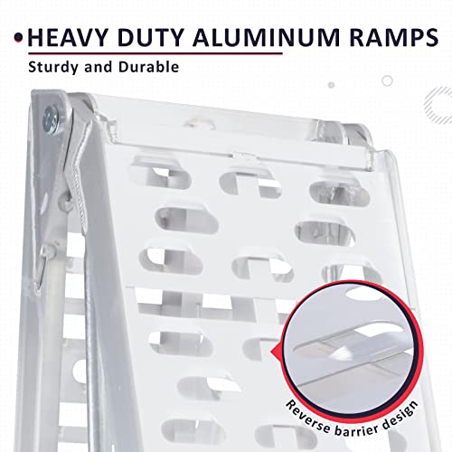 PENSUN Truck Loading Ramps with Support Legs, 7.5FT Aluminum Folding Ramps with 2650lbs Max Loading, Upgraded ATV Loading Ramps for Pickup Truck, Motorcycles, Dirt Bikes, Lawnmowers, Snowblower / 2Pcs