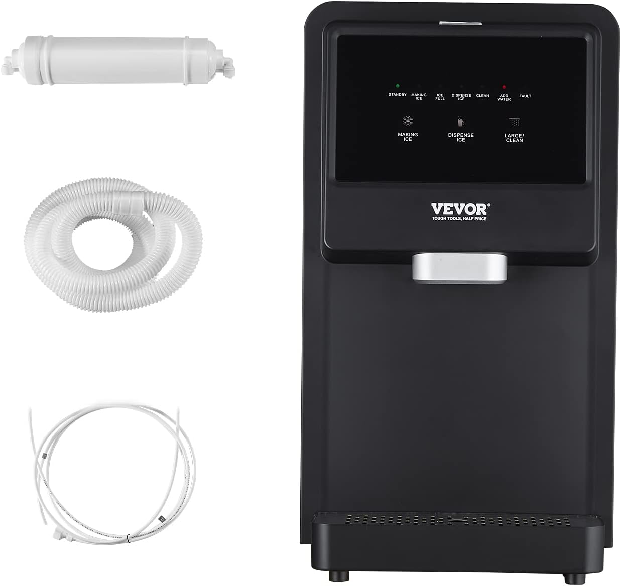 VEVOR Nugget Ice Maker, 62lbs in 24Hrs, Self-Cleaning Countertop Nugget Ice Dispenser with 6 lbs Ice Storage, for Home Kitchen Office Party