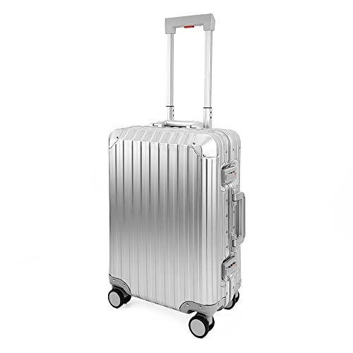All Aluminum Luggage Suitcase 3 Sizes (20",26",29") TSA Lock Carry On Silver, Gray, Gold, Black with Cover (Silver, Double Set 20",28")