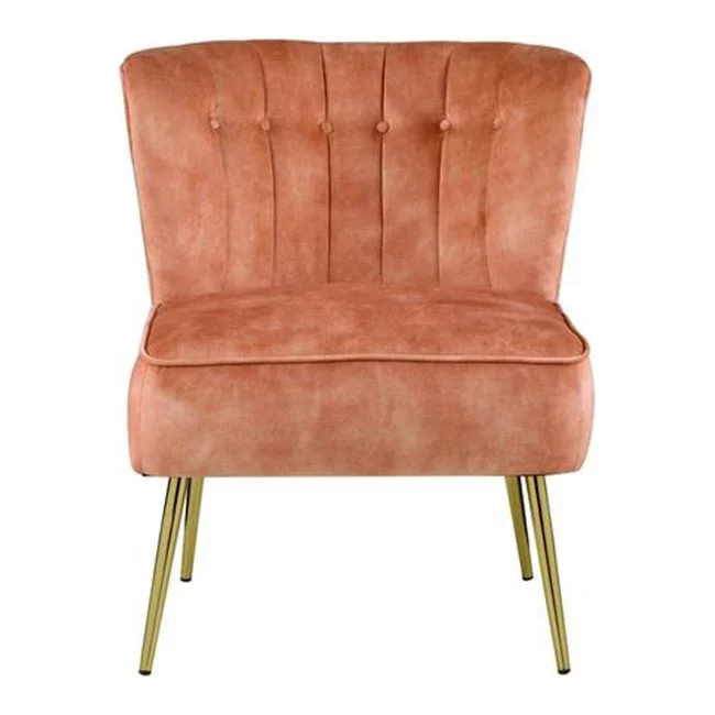 HomeRoots 486590 32 x 26 x 30 in. Burnt Orange Velvet & Brown Solid Color Slipper Chair