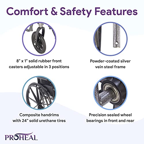 Lightweight Manual Wheelchairs for Adults - 20" Transport Wheelchair with Adjustable Standard and Hemi Height, Removeable Padded Full Length Arm Rests, Swing Away Footrests - Chariot II K2