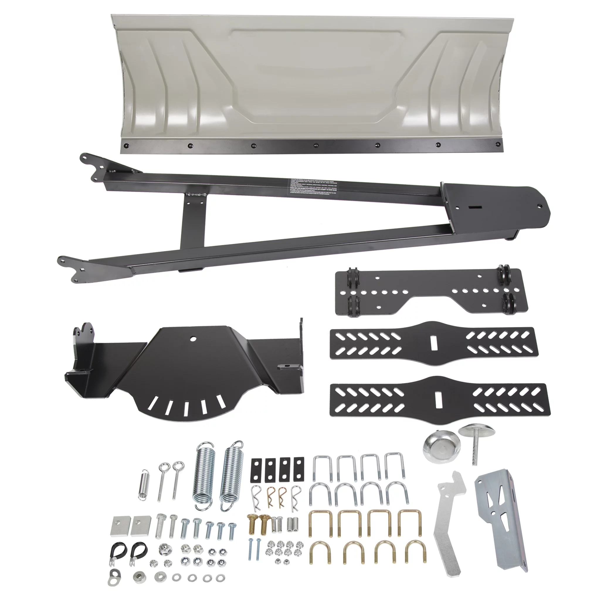 Kojem 48" Snow Plow Blade Universal Adjustable Complete for ATV Honda Kawasaki Polaris Aeon Crossland Arctic-Cat Alterra ATV Plow Kit Steel White Can Remove Soil, Gravel, Building Debris