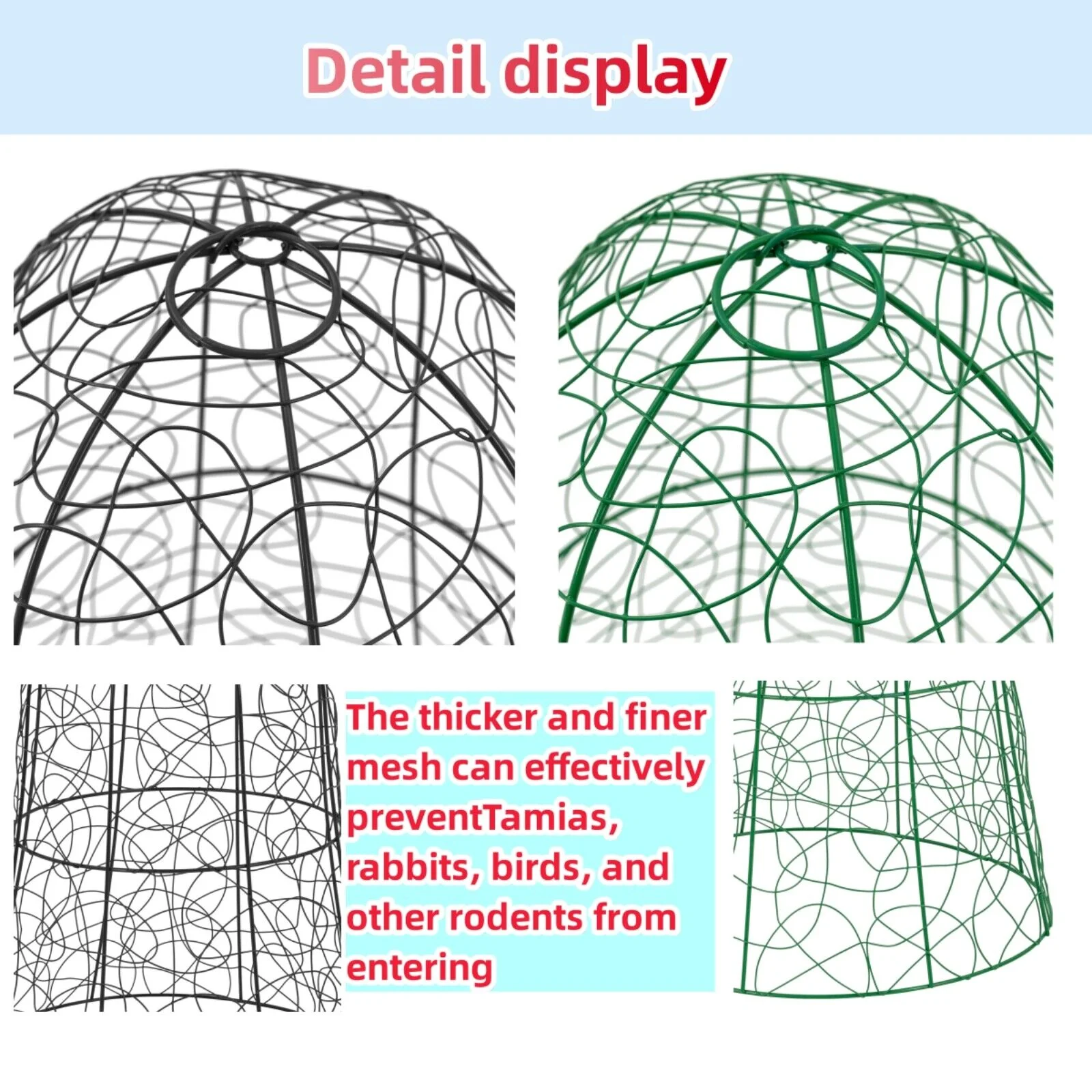 20PCS Garden Chicken Wire Cloche Plant Protector and Cover Iron Black/Green 12.99"H×15.75"