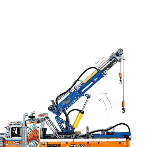 LEGO 42128 Technic Heavy-Duty Tow Truck with Crane Toy for Boys & Girls with mechanical Functions, Model Building Set, Engineering for Kids Series