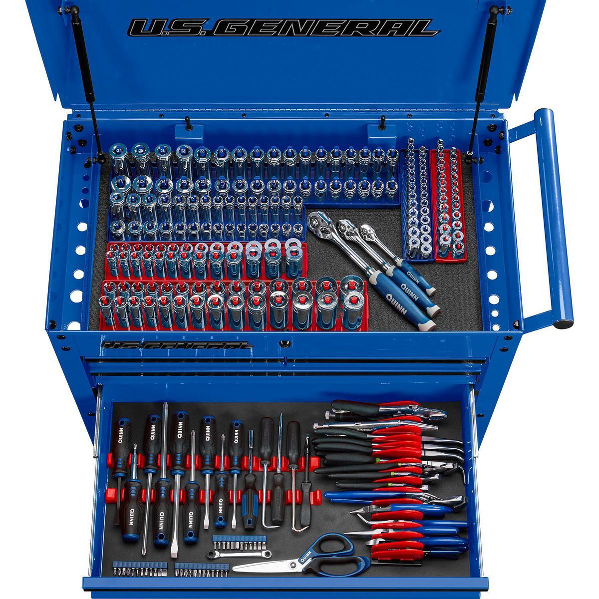 U.S. GENERAL 30 in., 4-Drawer Tech Cart, Red