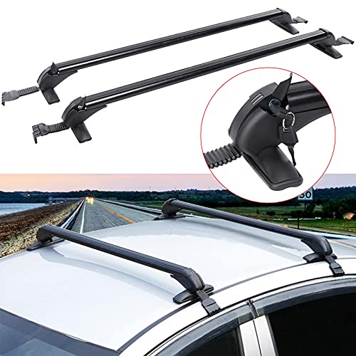 43.3" Roof Rack Cross Bar Universal Adjustable fit Most Vehicle Without Roof Side Rail Black Aluminum Roof Bars Max 165LBS Load Capacity with 2 Keys