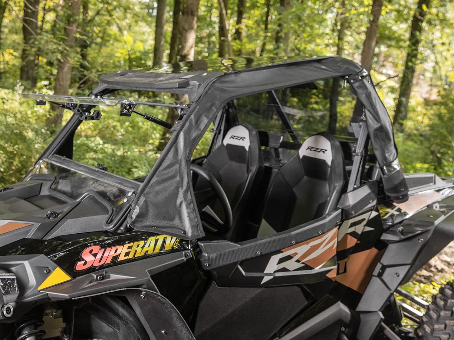 SuperATV Primal Soft Cab Enclosure Upper Doors for Polaris RZR 900 (See Fitment) - 2 Upper Doors - Resistant to Water, Tears, UV Rays - Velcro Strips and Snaps Hold Doors Securely to Frame - USA Made