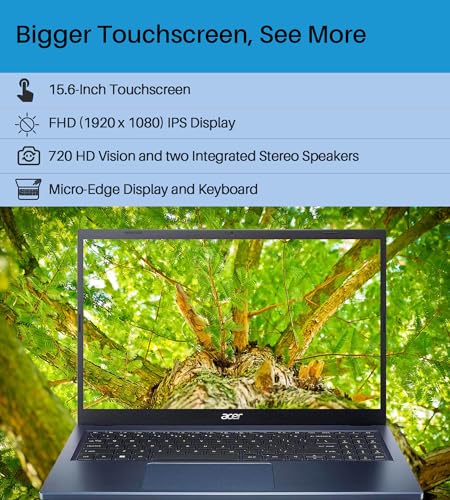 acer Newest Aspire 3 Touchscreen Laptop - with Microsoft Office Lifetime License and Windows 11 Pro, 15.6" FHD IPS Display, AMD Ryzen 5 7520U, 8GB DDR5 RAM, 1TB GB SSD, WiFi 6, Business Student Laptop