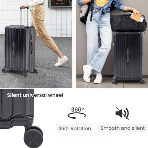 Luggage 4 Piece Set (20"/24"/29"/Travel Bag),PC+ABS Durable Lightweight Luggage with Collapsible Cup Holder,360° Silent Spinner Wheels,TSA Lock, (White)