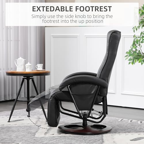Swivel Recliner Chairs - Small Leather Recliner Reclining Chairs for Adults Living Room Swivel Chair with Adjustable Footrest & 360° Rotation Wooden Base Chair Recliner Sofas for Living Room (Gray)