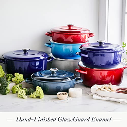 Merten & Storck German Enameled Iron, Round 4QT Casserole Braiser with Lid, Foundry Red