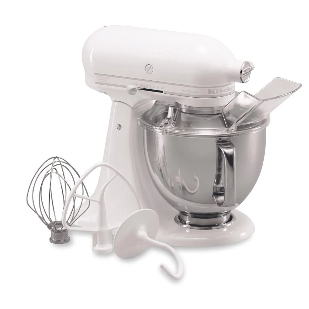 KitchenAid Refurbished Artisan Series 5 Quart Tilt-Head Stand Mixer RRK150WW - White-on-white