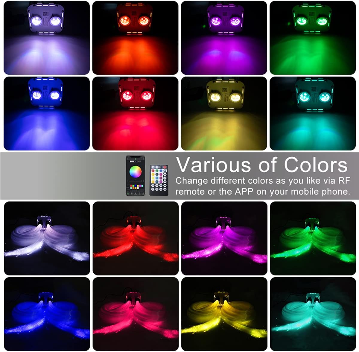 AKEPO Car Home Use 32W RGBW Twinkle+ Sound Activated+ APP Fiber Optic Lights Kit Star Ceiling Sky Light with Total 800pcs in 13.1ft/4m + 9.8ft/3m Long Optical Fiber Cable for Indoor or Interior Decor