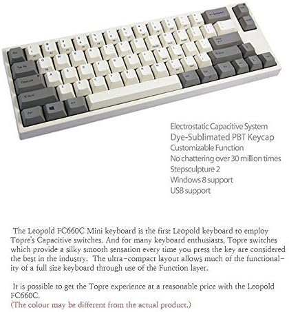 Leopold FC660C Electrostatic Capacitive Topre Switch Computer Keyboard Dye-Sublimated PBT For Laptop & Desktop, White