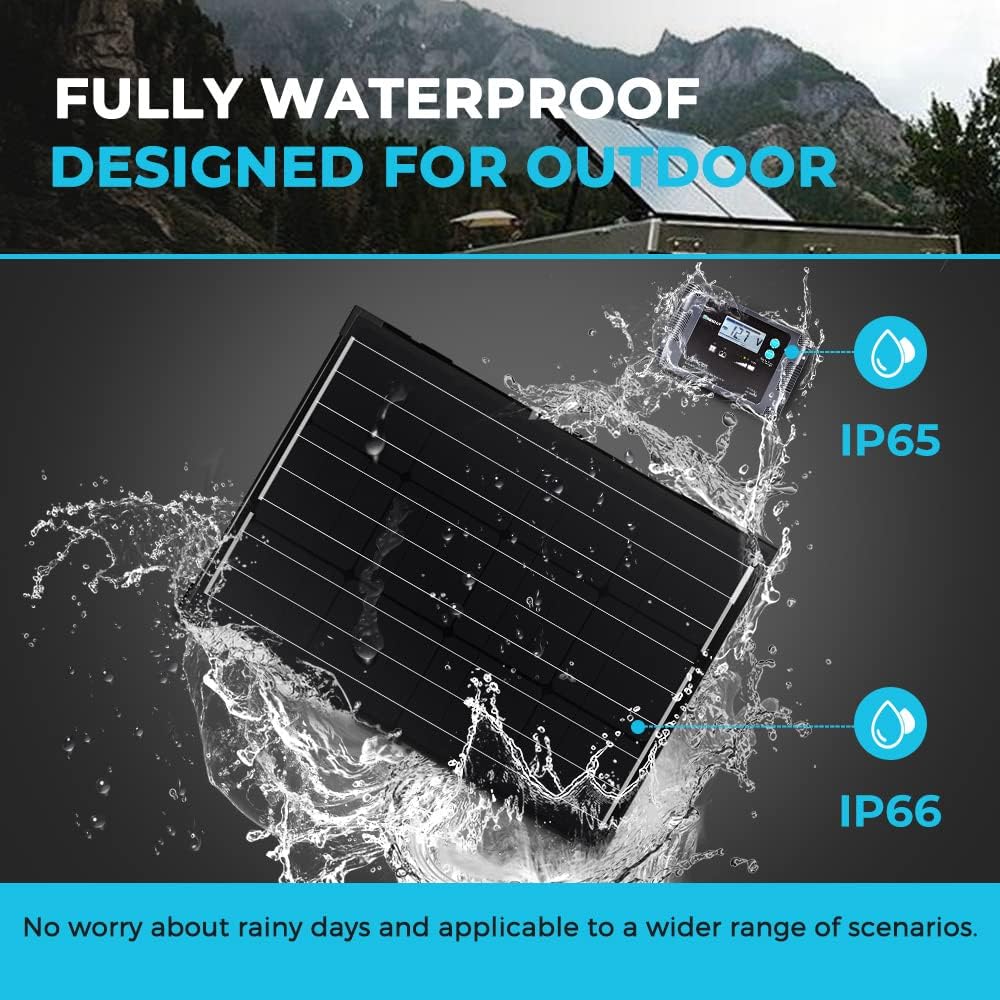 Renogy 200 Watt 12 Volt Monocrystalline Off Grid Portable Foldable 2Pcs 100W Solar Panel Suitcase Built-in Kickstand with Waterproof 20A Charger Controller