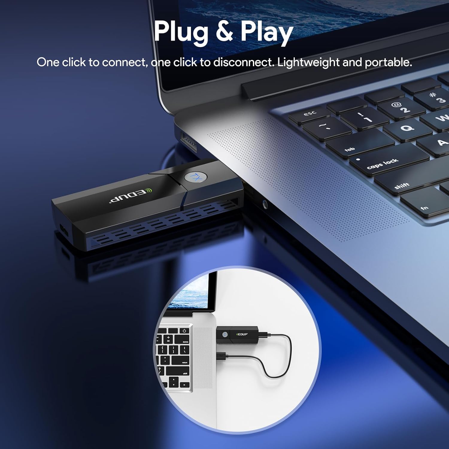 EDUP Wireless HDMI Transmitter and Receiver 4K, Plug & Play, Input & Output 4K, Portable 2.4G/5G Wireless HDMI Extender Kit for Streaming Video and Audio to Monitor from Laptop/PC/TV Box/Projector