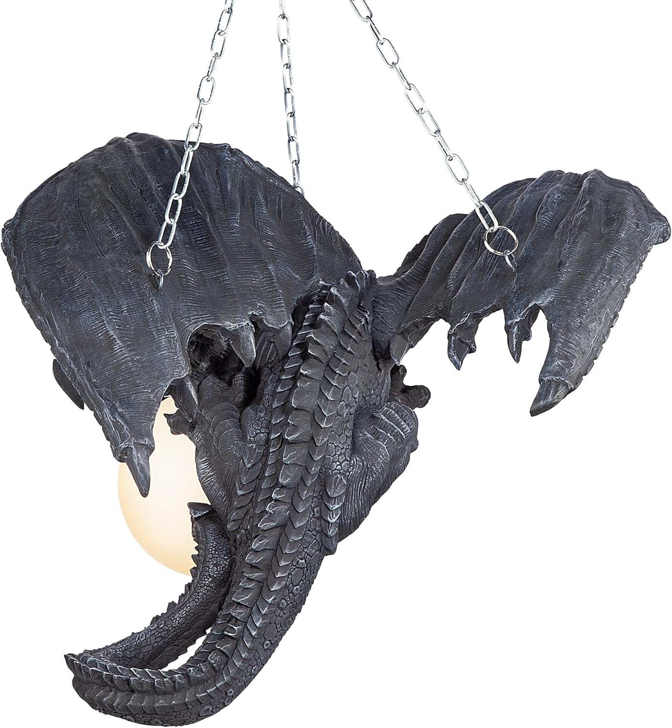 Design Toscano Nights Fury Dragon Gothic Decor Hanging Light Fixture, 21 Inch, Greystone