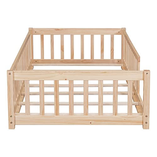 Bellemave Twin Montessori Bed, Floor Bed, Floor Bed Frame, Floor Bed for Kids, Wooden Kids Floor Bed(Natural).