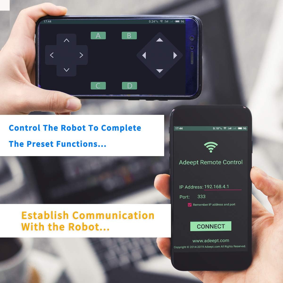 Adeept AWR-A 4WD Smart WiFi Robot Car Kit Compatible with Arduino UNO R3, Line Tracking, Ultrasonic Sensor, ESP8266 WiFi, Processing, DIY Robot Kit with Mobile APP and PDF Manual
