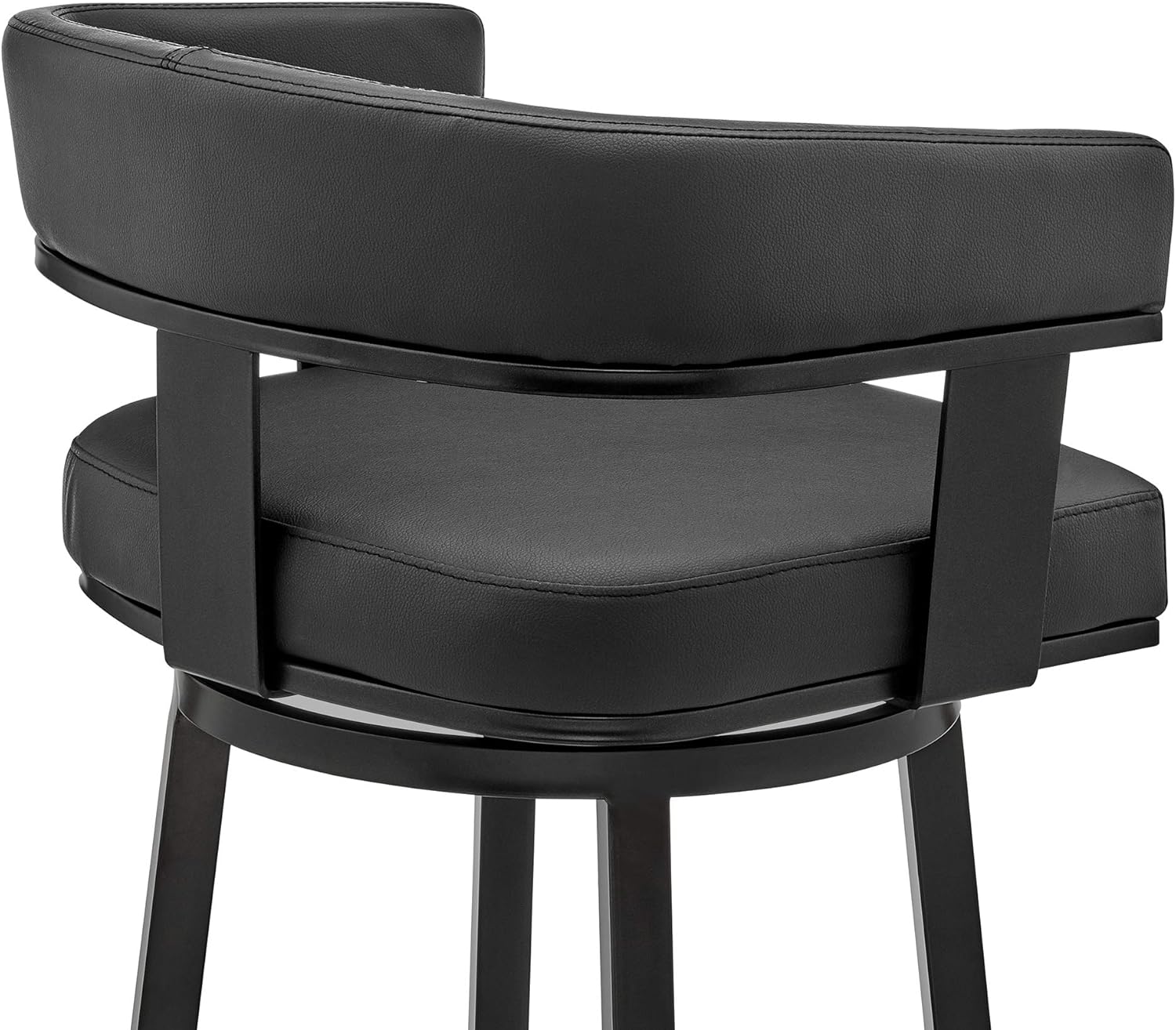 Armen Living Cohen 30" Bar Height Swivel Bar Stool in Black Finish and Black Faux Leather