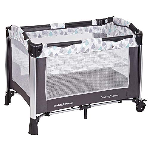 Baby Trend Deluxe Nursery Center, Portable Playard with Bassinet, Changing Table, and Storage, Ideal for Babies and Toddlers, Travel Crib, Havenwood