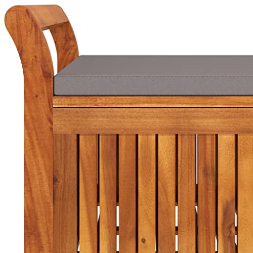 Patio Storage Bench with Cushion 35.8" Solid Wood Acacia,Acacia Wood Outdoor Garden Storage Bench with Seat Cushion for Comfortable Seating Outdoor Furniture, Storage Benches