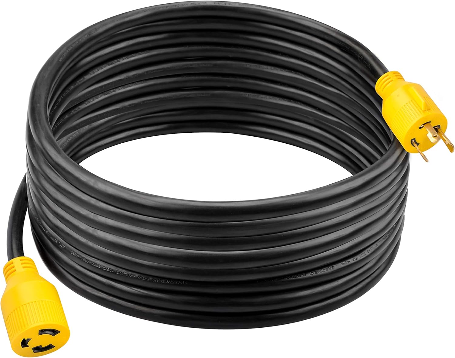 RVMATE 3 Prong 30 Amp Generator Extension Cord 25 Feet, NEMA L5-30P/L5-30R 125V SJTW Jacket