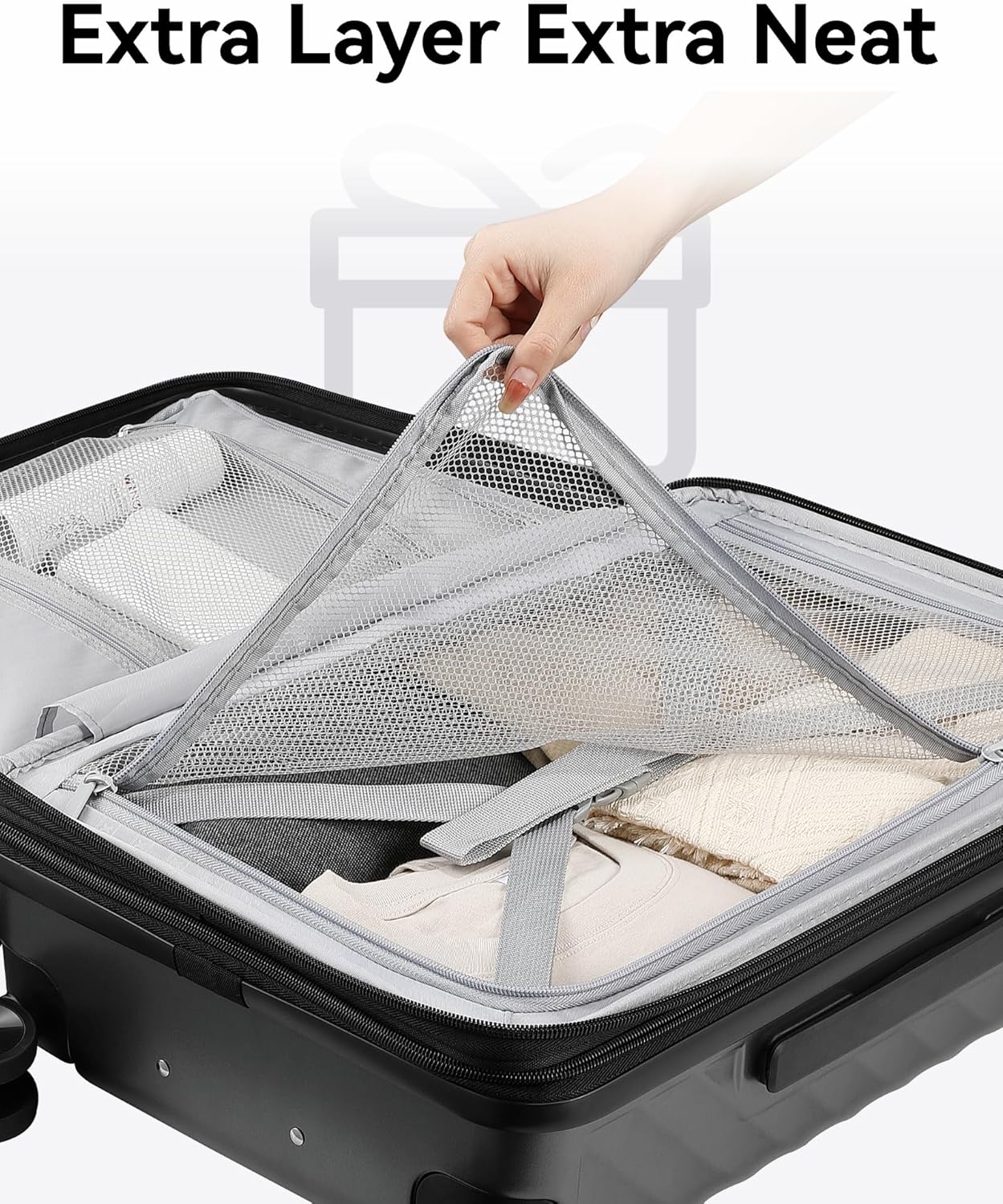 LUGGEX Carry On Luggage Sets 2 Piece - 100% Polycarbonate Expandable Hard Suitcases with Wheels (Black, 20/28)
