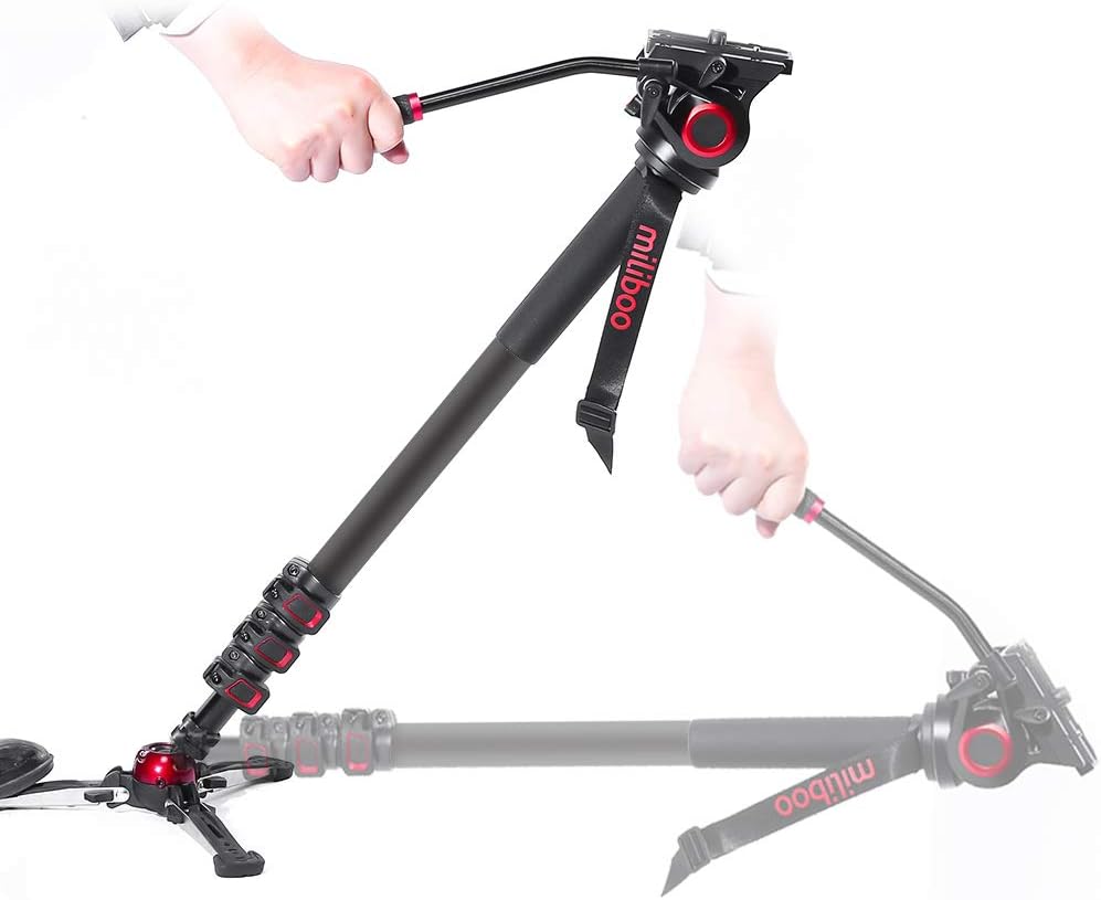 miliboo MTT705 Aluminum Portable Fluid Head Camera Monopod for Camcorder/DSLR Stand Professional Video Tripod 71.4 Max Height with 10 Kilograms Max Load Capacity
