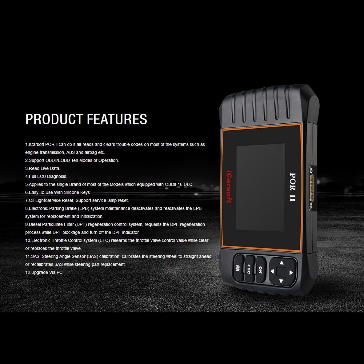 iCarsoft POR-II Porsche OBD-II Scanner Tool Multi-systems ABS SRS