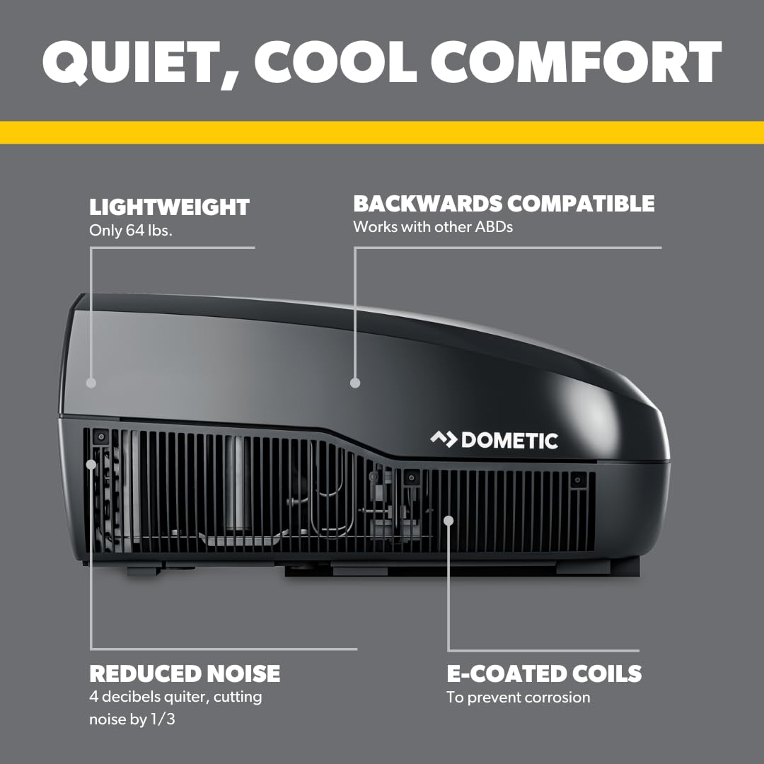 Dometic 9600028601 FreshJet 3 Series Standard Profile Mechanical Rooftop Air Conditioner, Cool Only - 15,000 BTU, Black