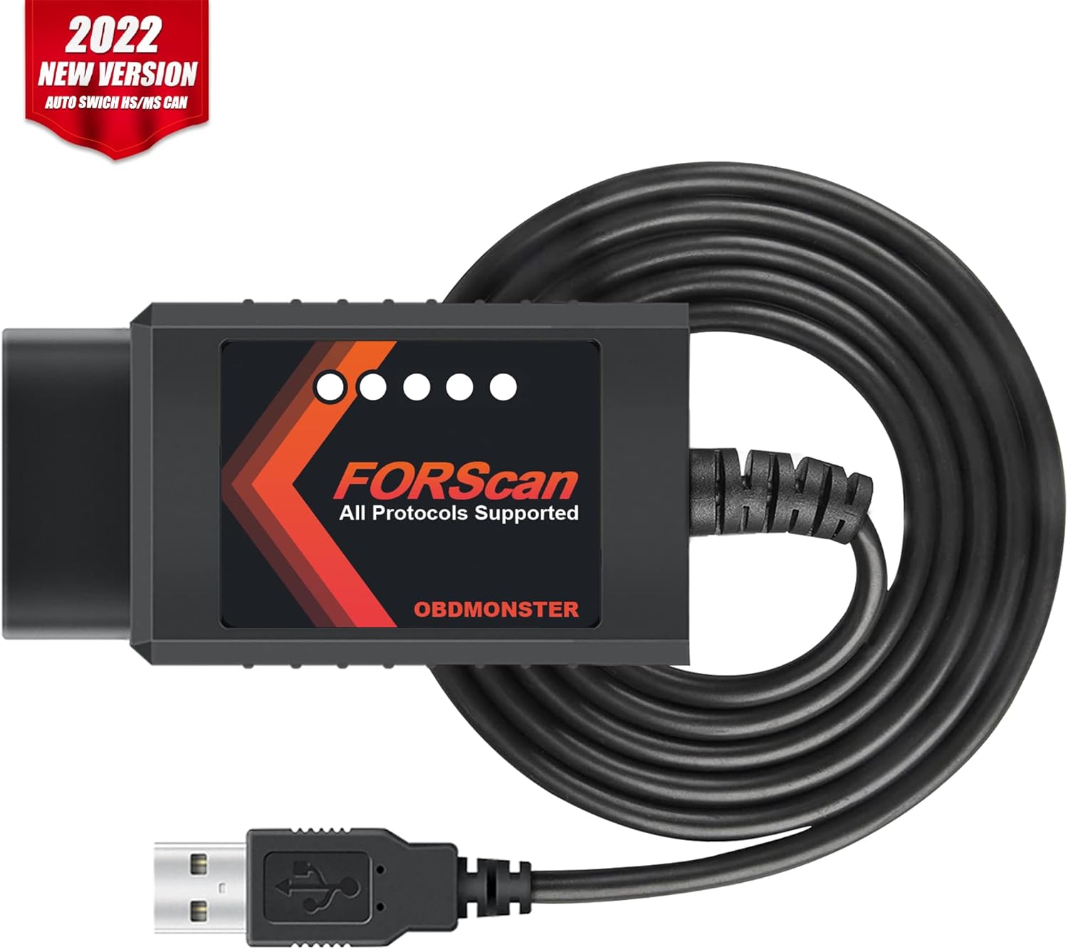 OBDMONSTER ELM327 OBD2 Adapter Compatible with F150 F250 and More, for FORScan MS/HS CAN Automatically Switch, OBDII Diagnostic Scanner via USB for Windows only