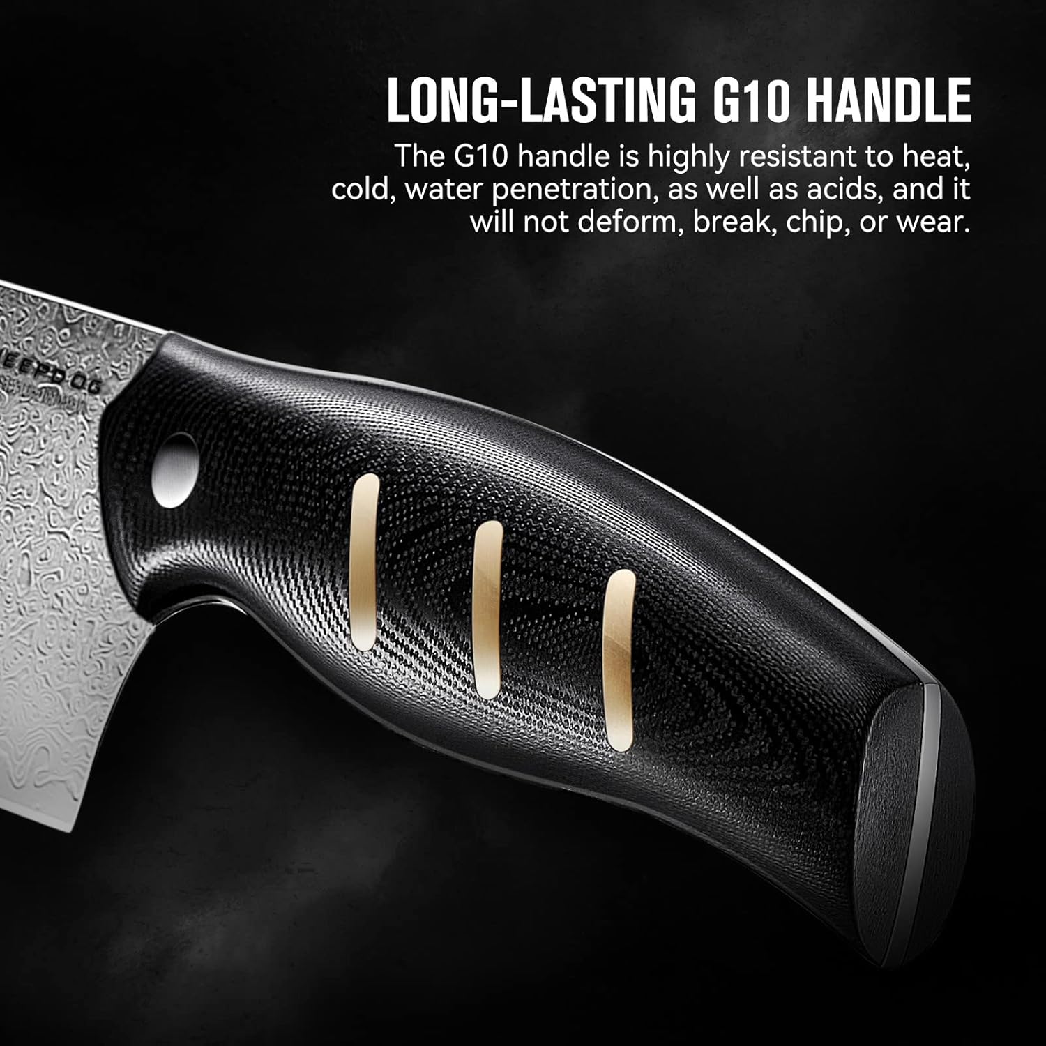 Chef's Knife, OREMAKE 7-INCH NAKIRI Kitchen Knife, Japanese Damascus Steel 69-Layer Forged, With High Carbon Content, With Ergonomic Brass-Accented G10 Handle, Sheepdog Knife Series，Gift For Family.