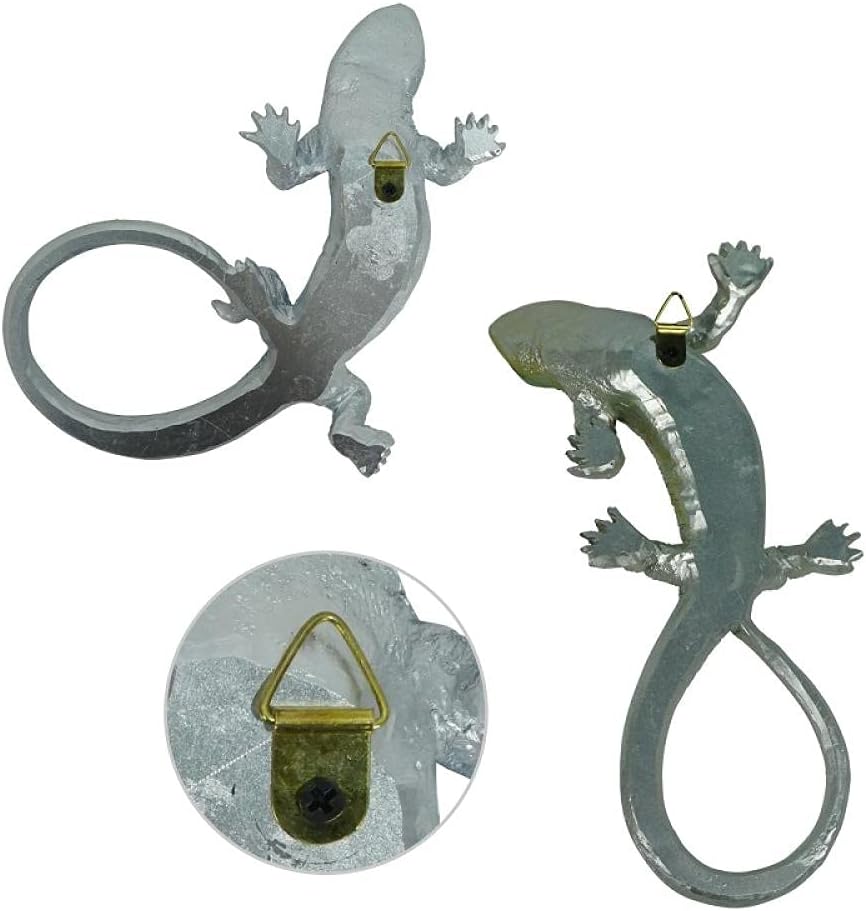 Decorative Collectibles Sculptures for Home 2Pcs Resin Gecko Wall for Home and Garden Decoration Outdoor Statues Accessories Sculptures and Animales Jardin