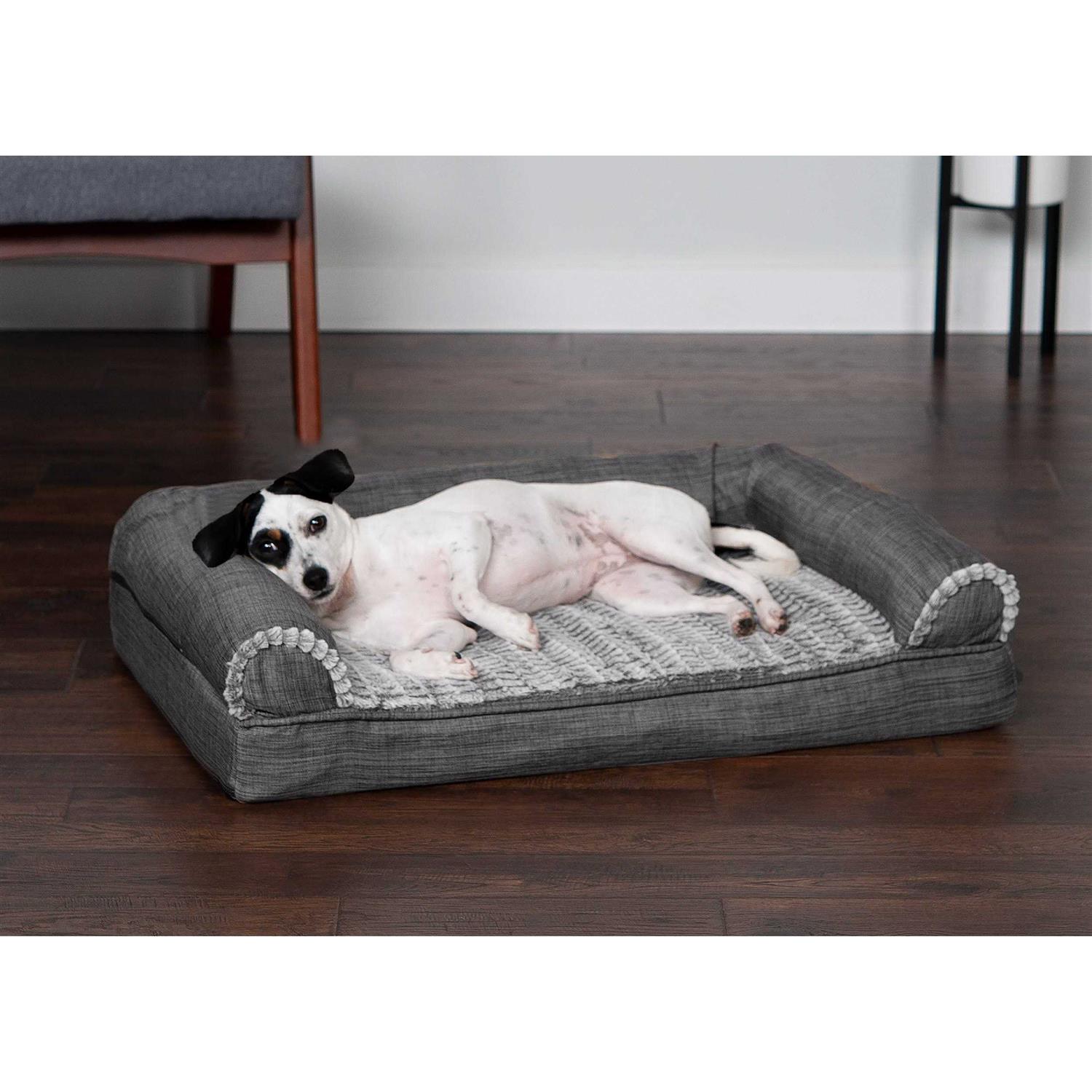 FurHaven Luxe Fur &amp; Performance Linen Sofa Bed - Pet Supplies online store