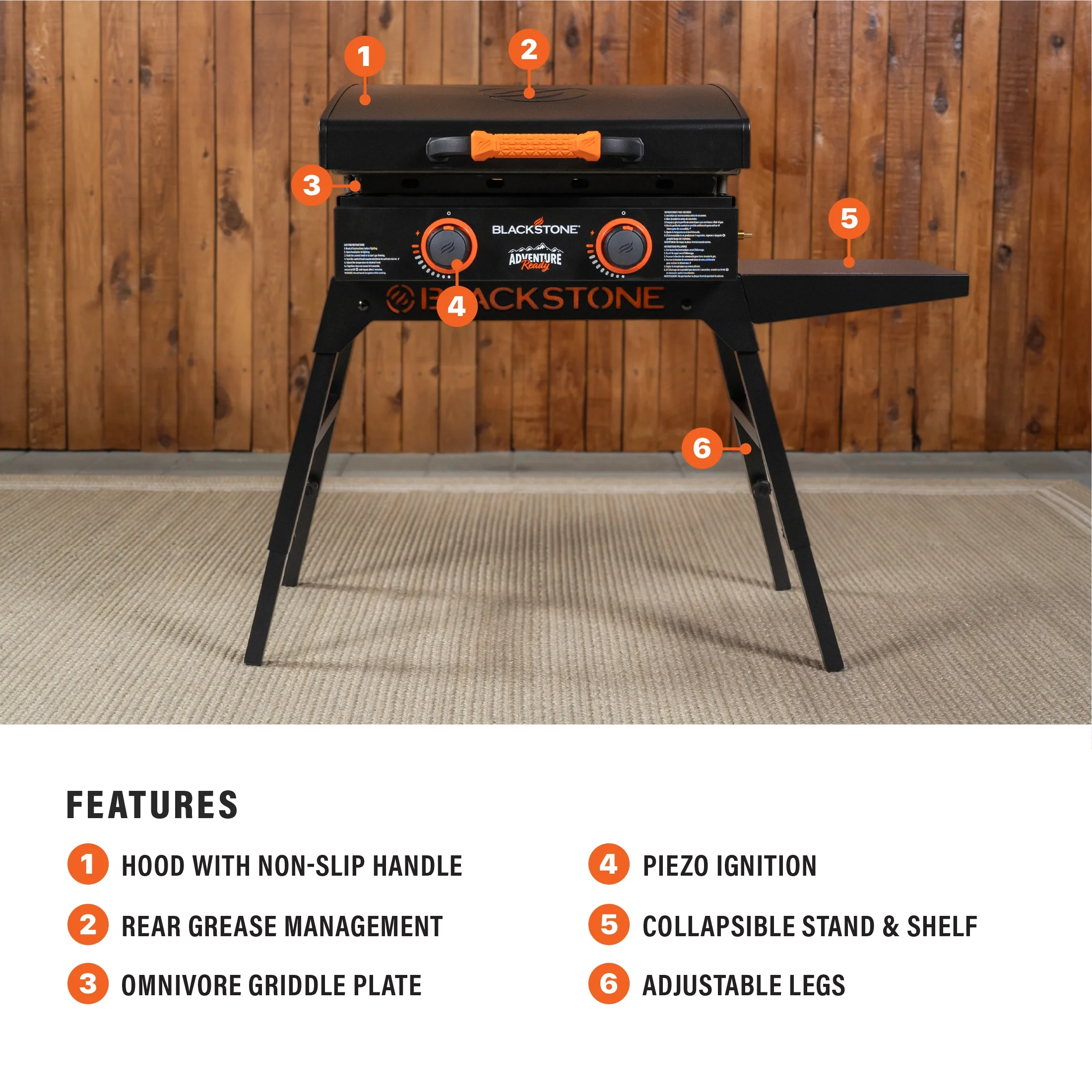 Blackstone Adventure Ready 22 Omnivore Propane Griddle with Stand and Adapter Hose