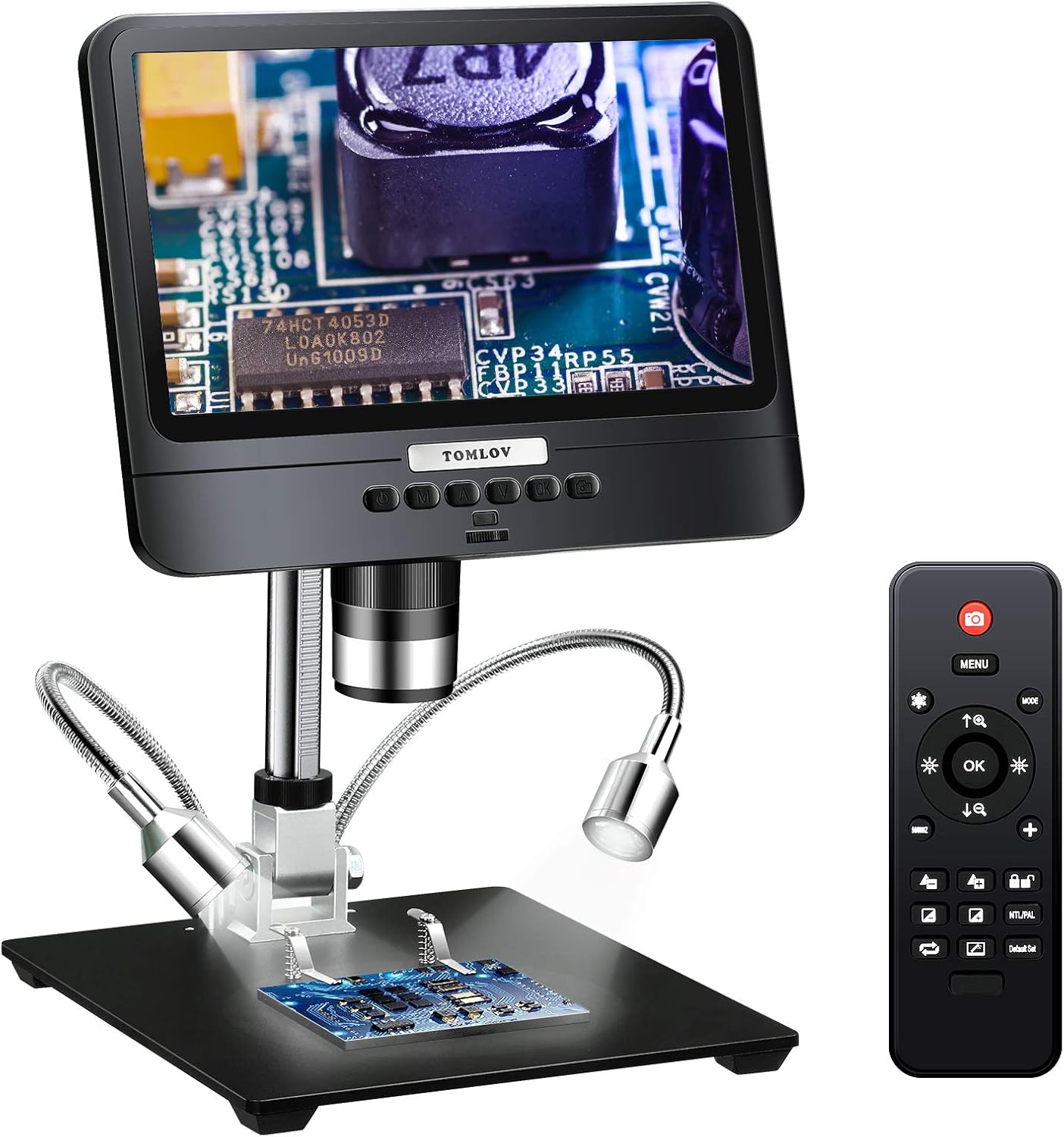 TOMLOV DM10 8.5'' Digital Microscope 50X-1300X Soldering Microscope, UHD Video Microscope with 12MP Ultra-Precise Camera Sensor for Adults, SD Card Include
