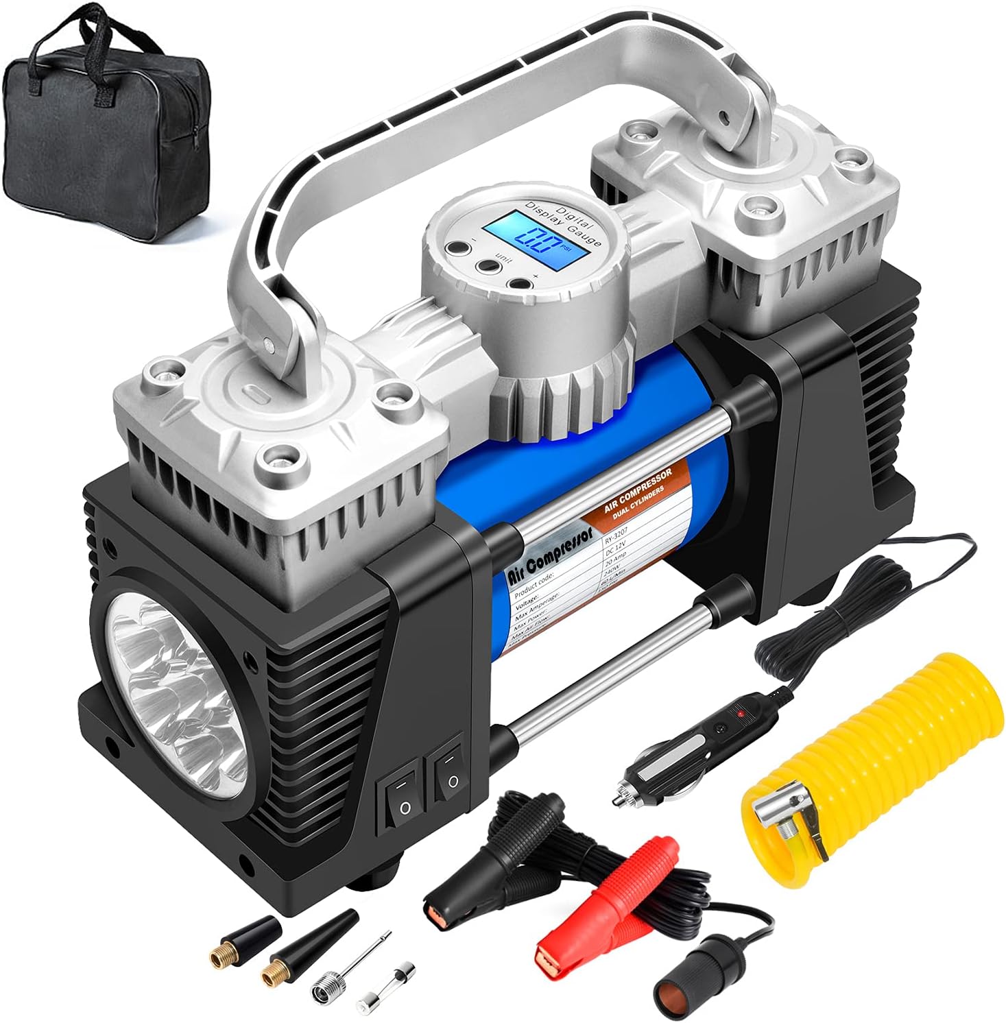 Tire Inflator Portable Air Compressor for Car Fast Tire Pump,12Volt 150PSI Dual Power Air Pump Inflator Heavy Duty,26Ft Digital Tire Air Inflator with Pressure Gauge Auto-Off for Car RV SUV Offroads