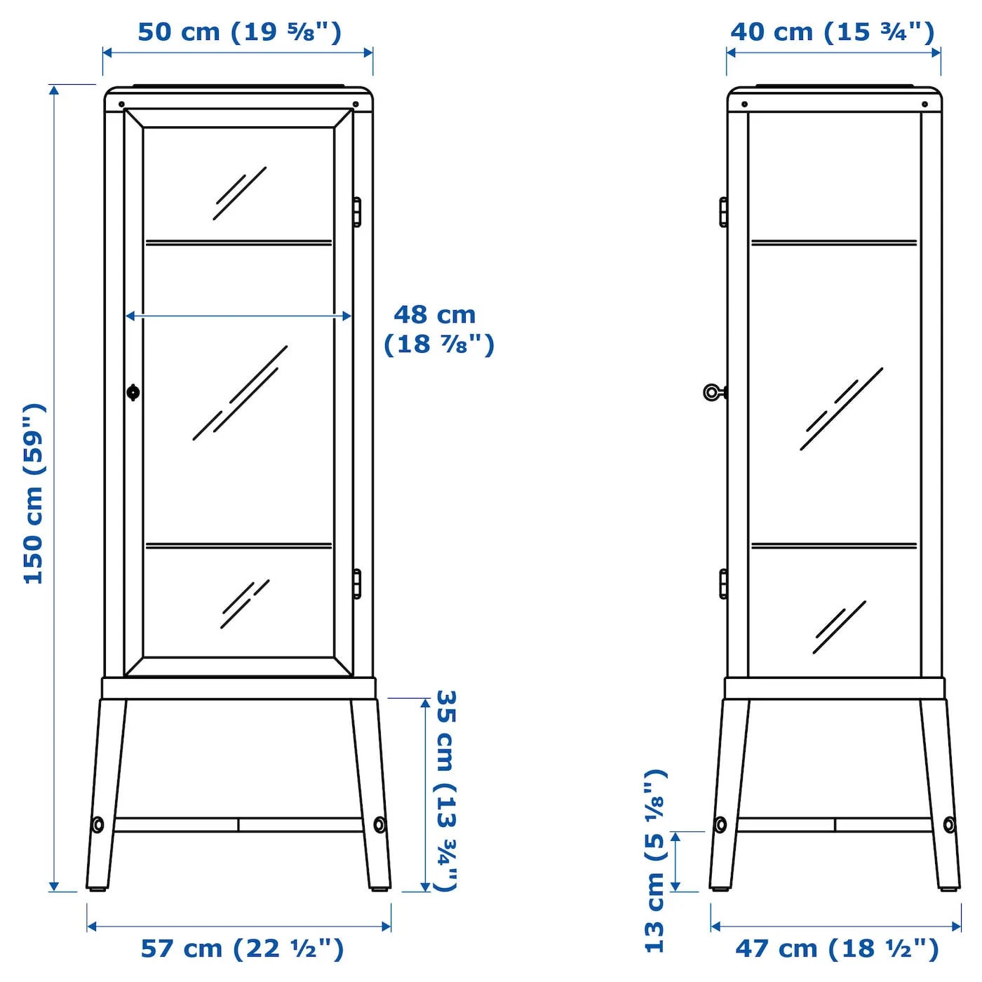 IKEA - FABRIK?R Glass-Door Cabinet, Pale Gray-Green, 22 1/2x59
